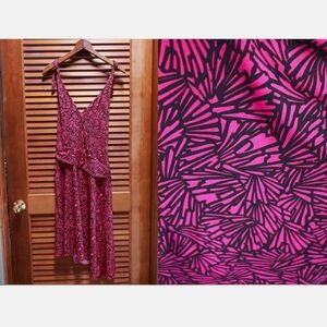 Elegant Pink and Black Patterned Dress